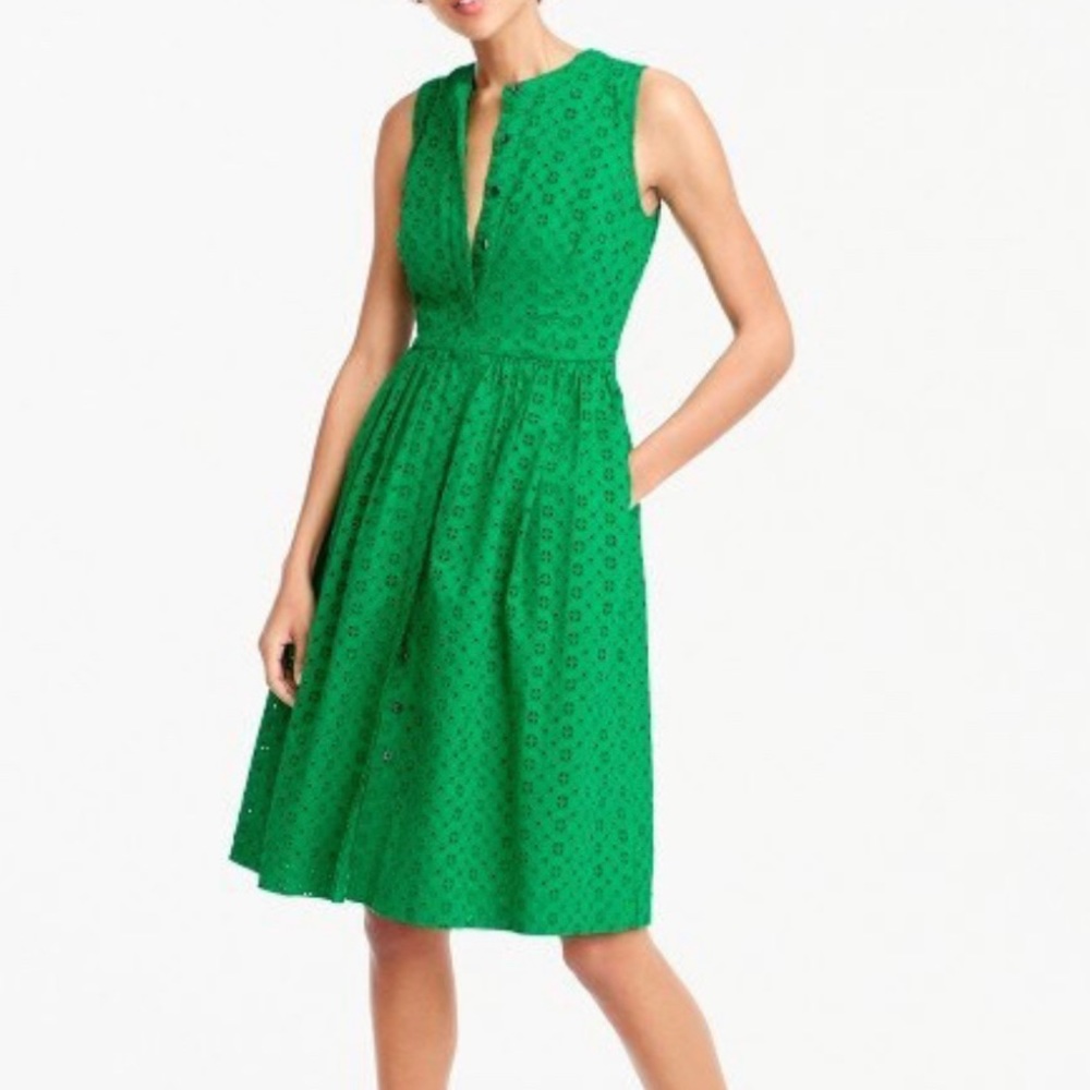 J.Crew Green eyelet shirtdress